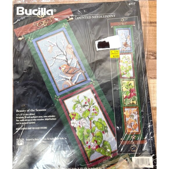 Bucilla Counted Needlepoint Kit "Beauty Of The Seasons" 4.5" X 27" 18 Mesh Canva - Picture 1 of 4